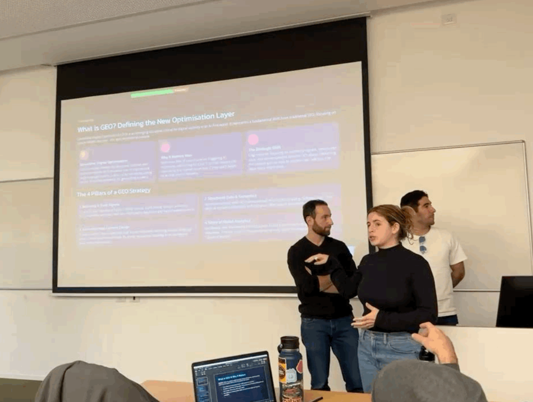 Sofaer Global MBA students presenting a classroom project